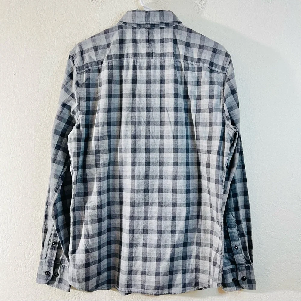 Banana Republic Luxe Flannel Slim Fit Plaid Button Down Shirt Size M Pocket